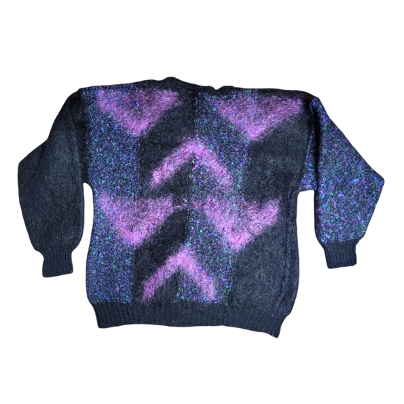 Vintage black and purple wool sweater - Picture 3 of 10